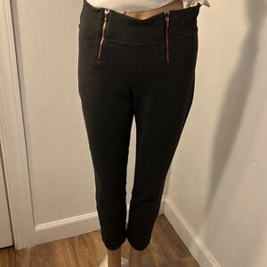 riri, Hi rise leggings w/rose goldtone  exposed zippers inner compartment pocket